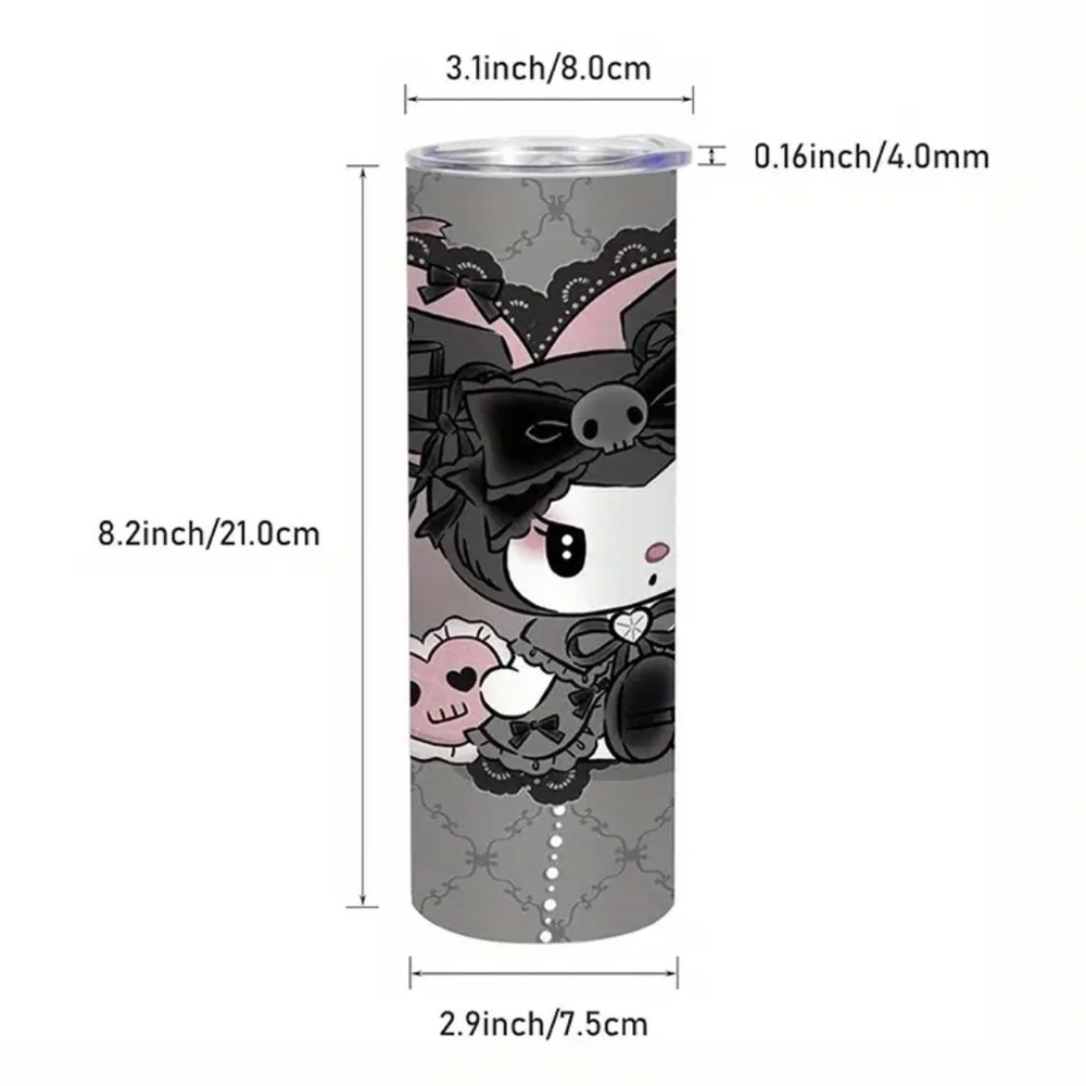 🆕 Hello Kitty - Kuromi  Skinny Stainless Steel Tumbler with Straw and Lid - Picture 4 of 8